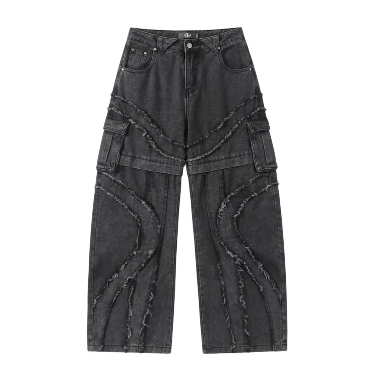 Raw Edge Patchwork Denim Pants 0014