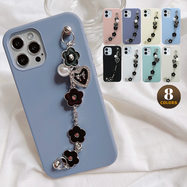 Black flower chain silicon iphone case