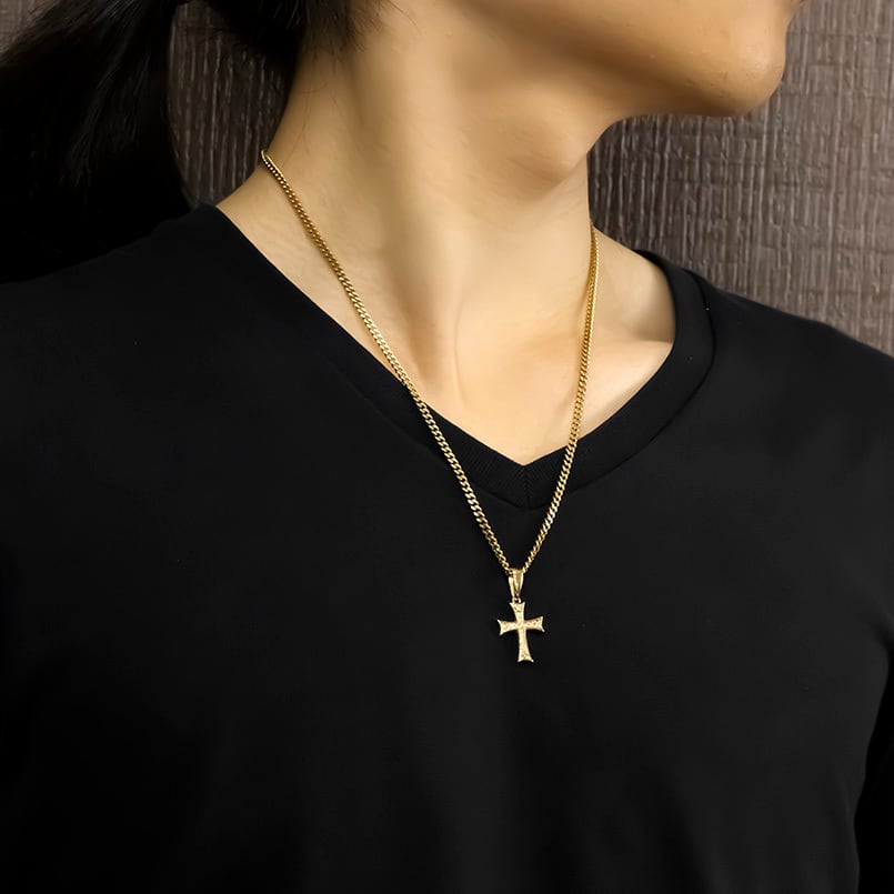 18金 ネックレス メンズ クロス ダイヤモンド ペンダントトップ