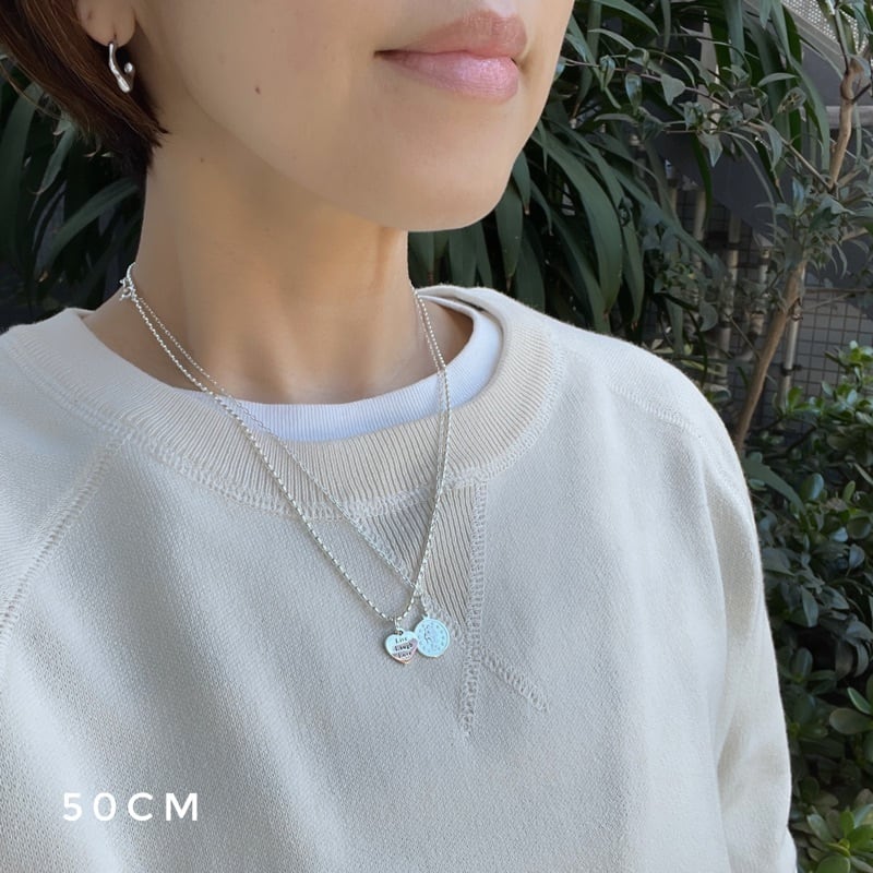 オメダイ×ハートのネックレス重ね付け2本セット【50cm】【リトル