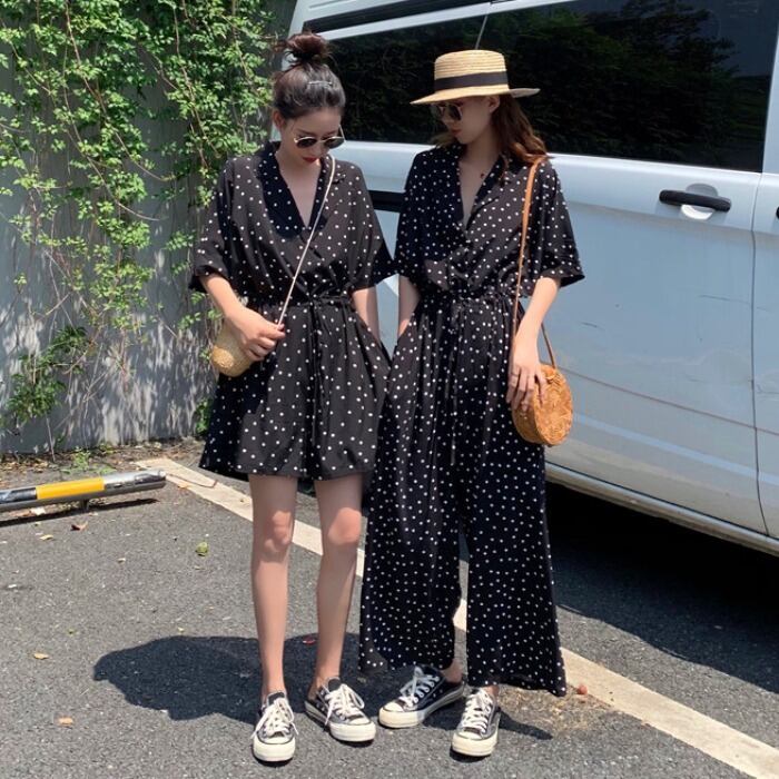 2020年夏新作ルーズワイドレッグジャンプスーツレディースハイウエストカジュアルパンツ半袖ジャンプスーツドレープロングパンツ 1号婦人9830047855