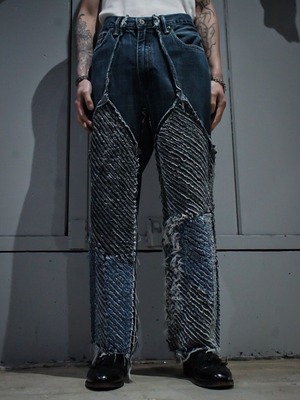 【add (c) vintage】"Original Remake" Levi’s  Multiple Panels Clash Pattern Denim Pants