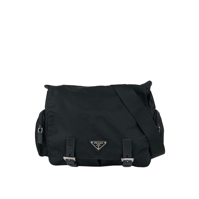 PRADA プラダ ショルダーバッグ ブラック トライアングルロゴ ナイロン メッセンジャーバッグ サイドポケット vintage ヴィンテージ オールド kedmv3