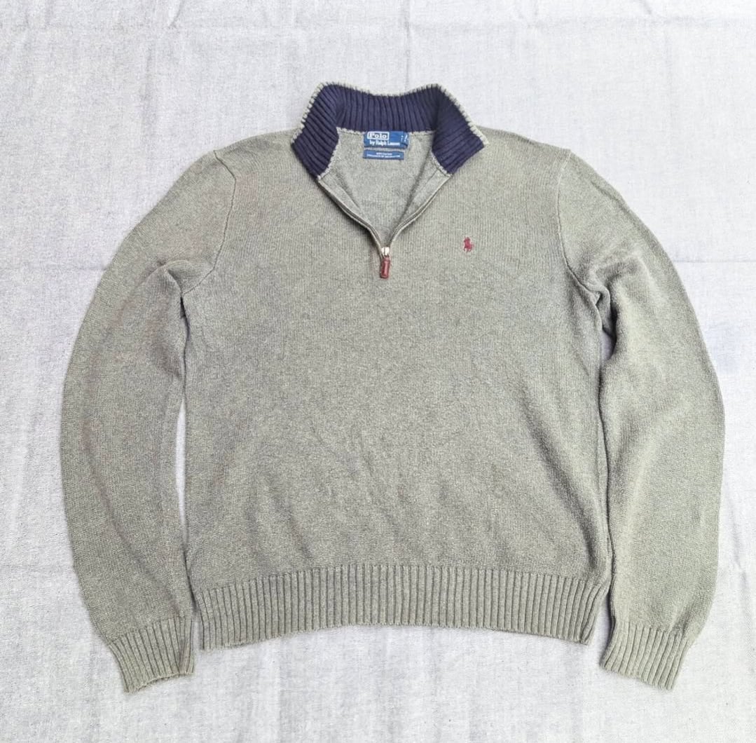 ralph lauren 1/4 zip cotton knit 小岩店