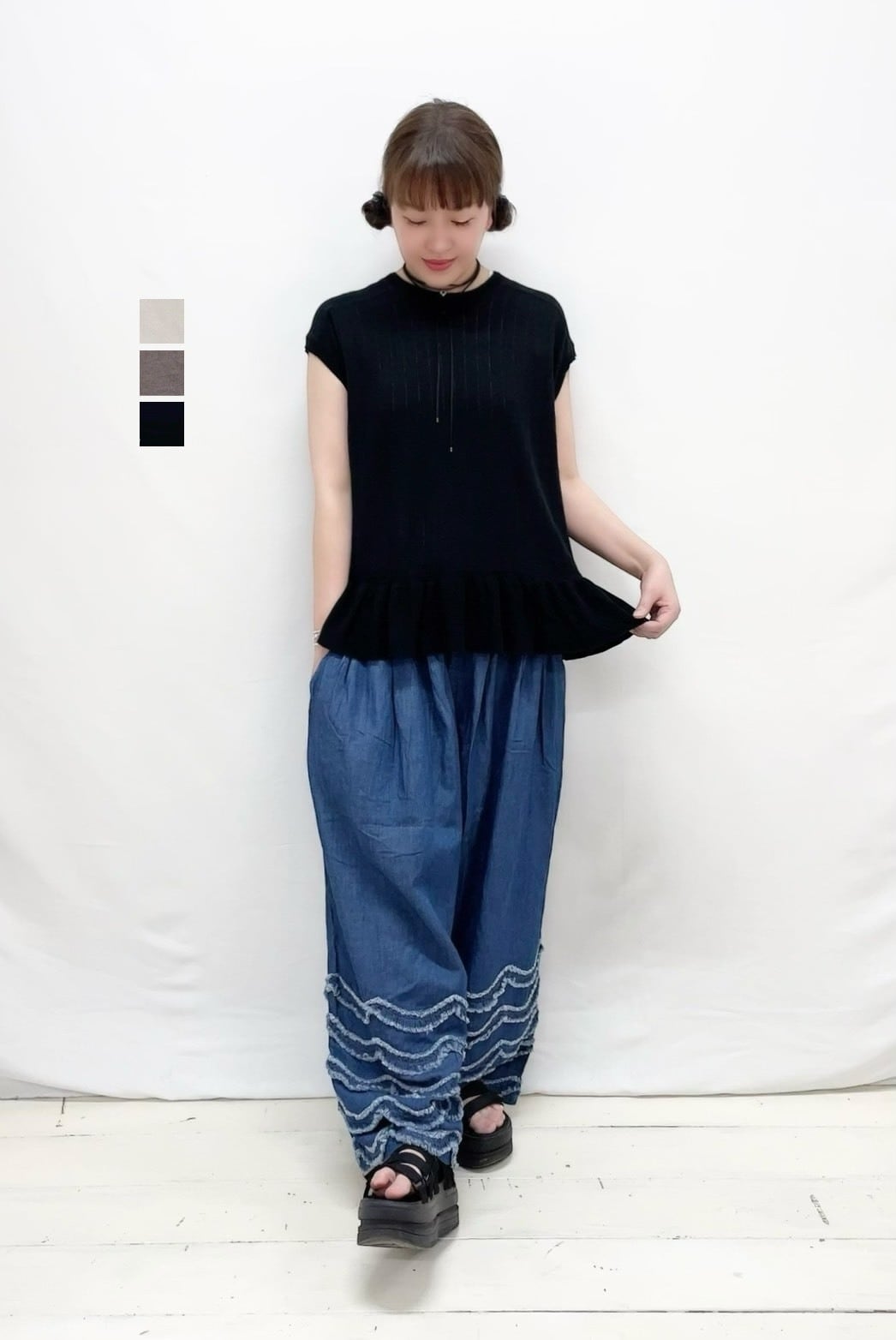 tumugu ツム グ ソリトリネンビ ッグベスト DARK NAVY tumugu(ツムグ) ソリトリネン2wayベスト レディース トップス[TB26124