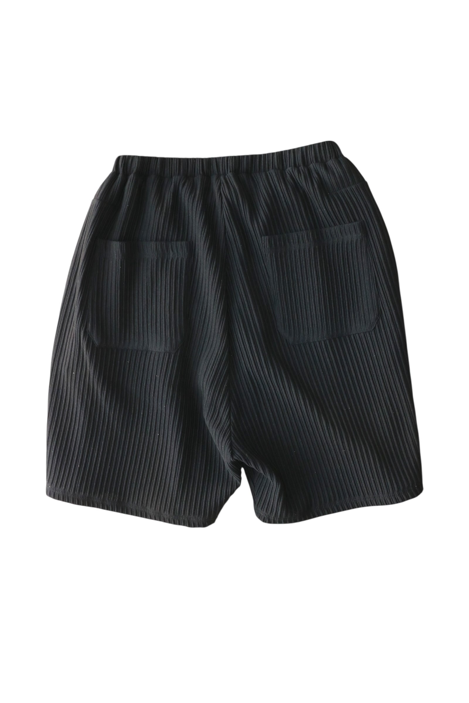 Ancellm -WRINKLED STRIPE TUCK SHORT PANTS- / ANC-PT125
