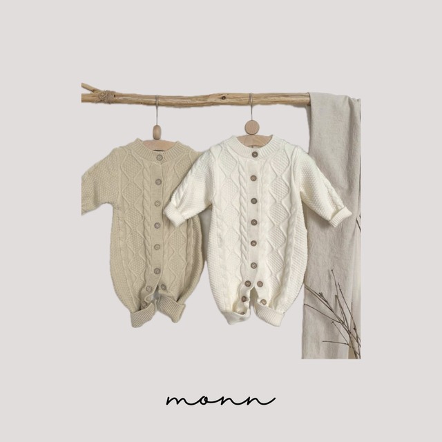 【一部即納】ケーブルニットロンパース