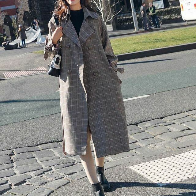 レディース チェック柄 スプリングコート/トレンチコート/ロングコート 春コーデ / Chic lattice women's long  section 2019 spring new popular coat (DCT-586161656667) | Value Rave ...