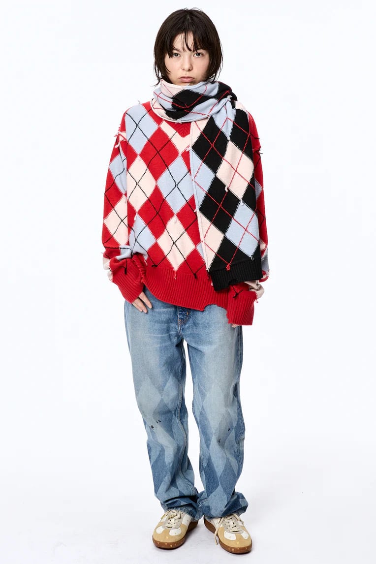 25AW】MASU DIAMOND SCRAPED SWEATER (RED) M25F9KN001 | IAAAM ONLINE