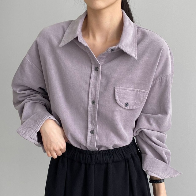 patch-pocket corduroy shirt　J00328