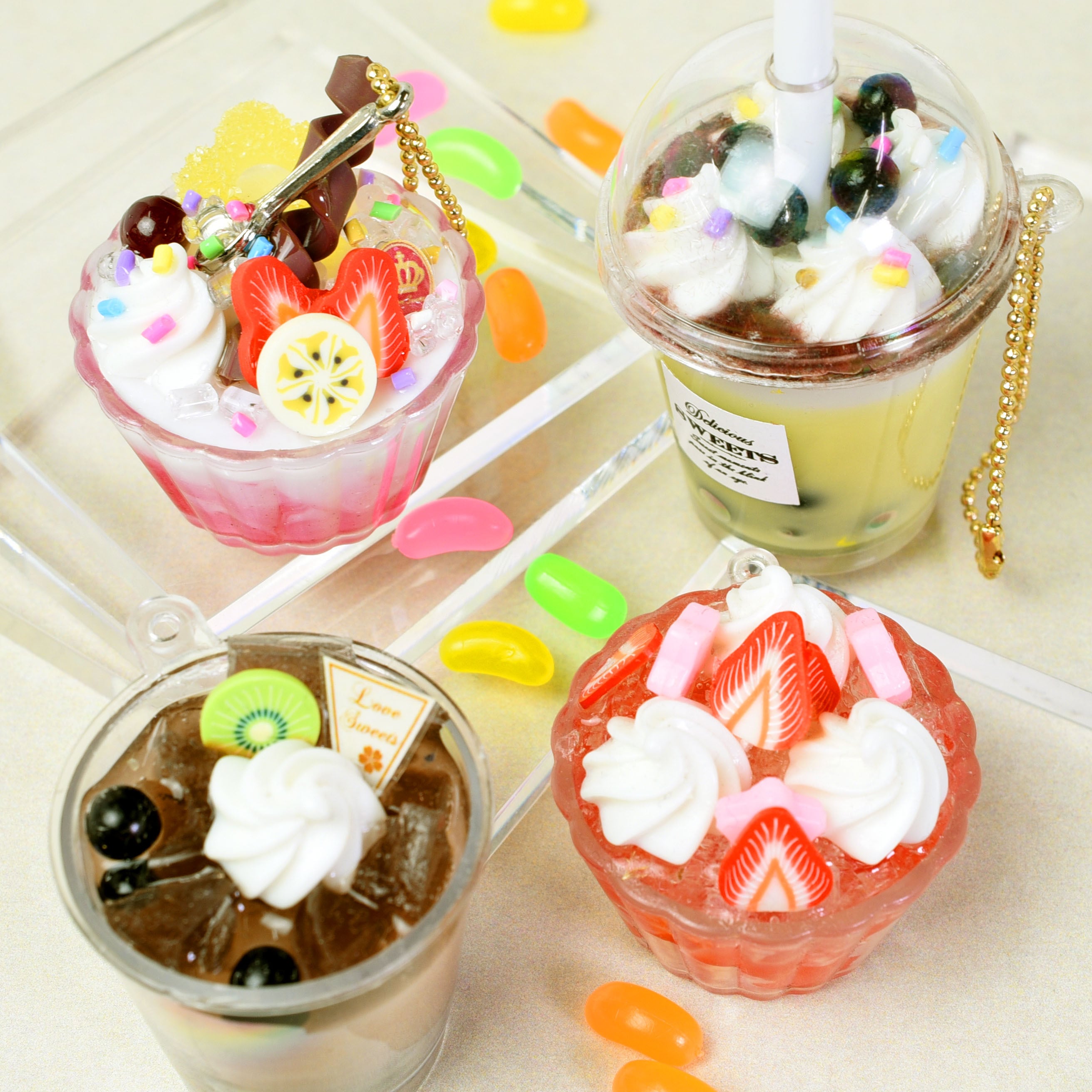 ミニサイズ　くまアイスとゼリー　キーホルダー　フェイクスイーツ ミニサイズ くまアイスとゼリー キーホルダー フェイクスイーツ 【公式