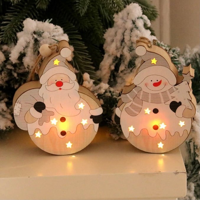 クリスマスツリー 木製 LED オーナメント ツリー 飾り ライト サンタ クリスマスツリー 木製 LED オーナメント ツリー 飾り ライト サンタ