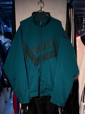 【D4C】80’s”ADIDAS”EURO VINTAGE chrome green color design nylon track jacket