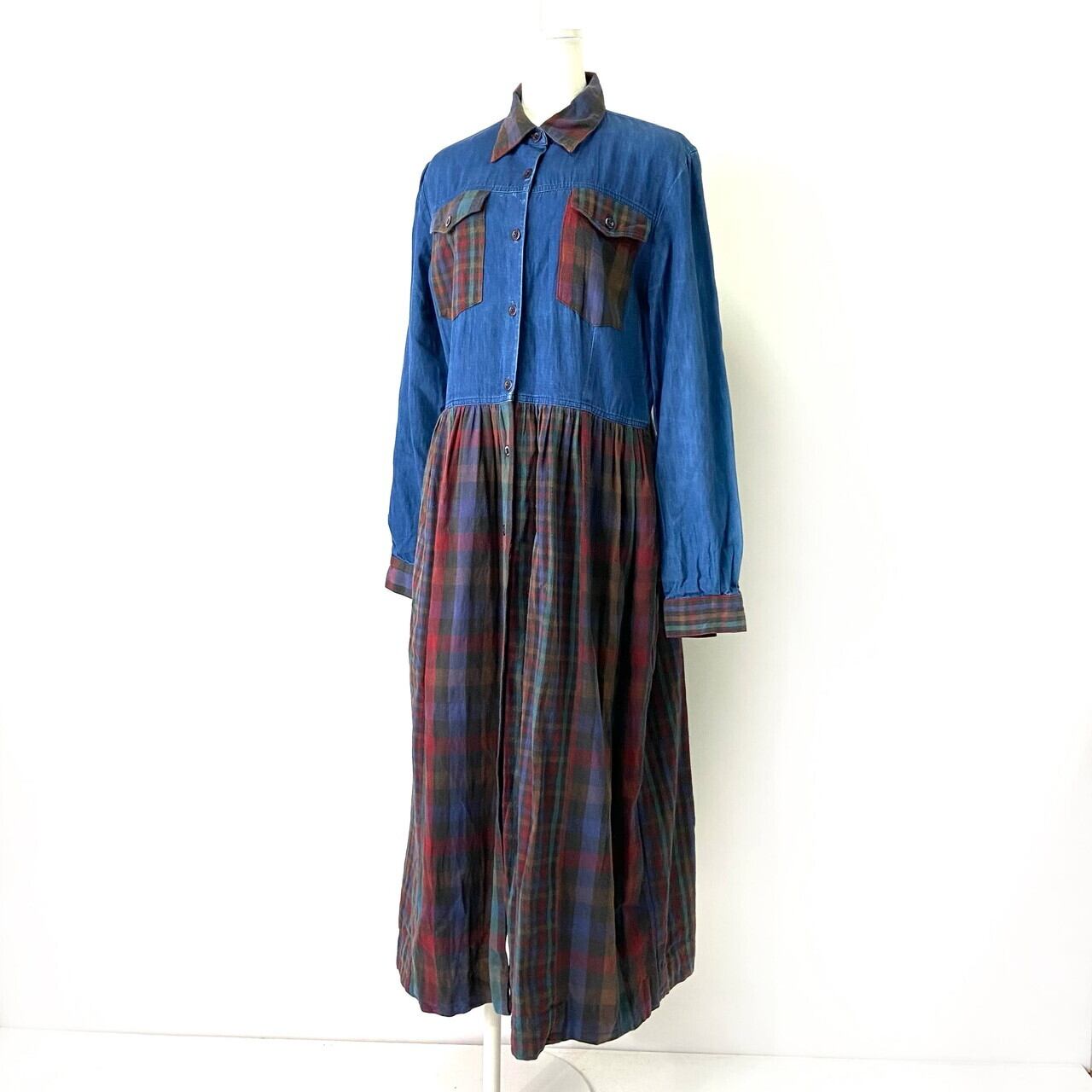 50s ~vintage patchwork dress usa製　ロングワンピ