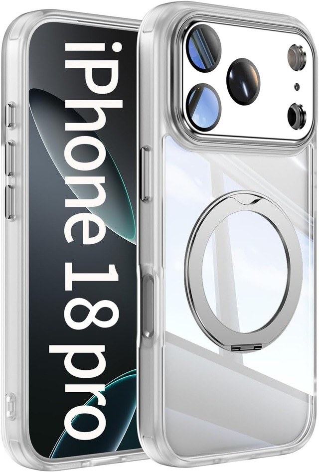 【360°回転スタンド・フルカバーレンズ保護】Cutelfon iPhone 18 Pro 用 ケース Magsafe対応 リング マグネット搭載 黄変防止 ワイヤレス充電対応 レンズ保護 耐衝撃 耐久性 ストラップホール付き マグセーフ対応 スマホケース アイフォン18プロ カバー