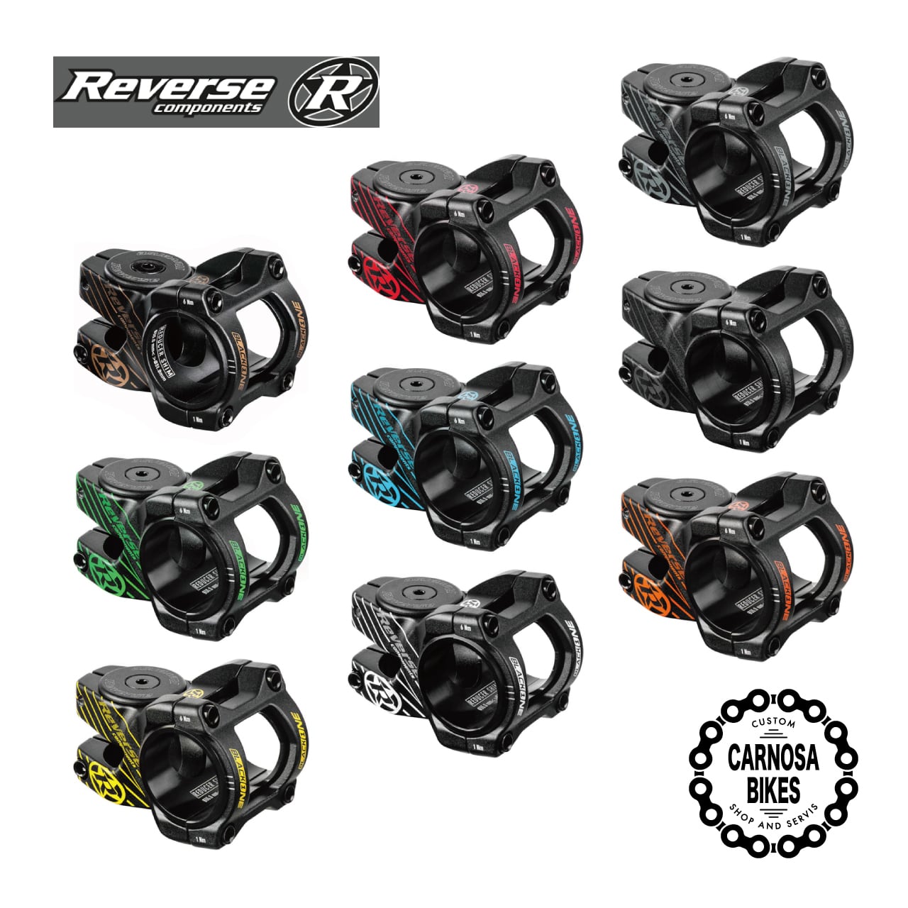Reverse Components】Black One D-2 [ブラックワン D-2] ステム Φ31.8mm/Φ35mm 【CARNOSA  BIKES】マウンテンバイクBMX 自転車ショップ