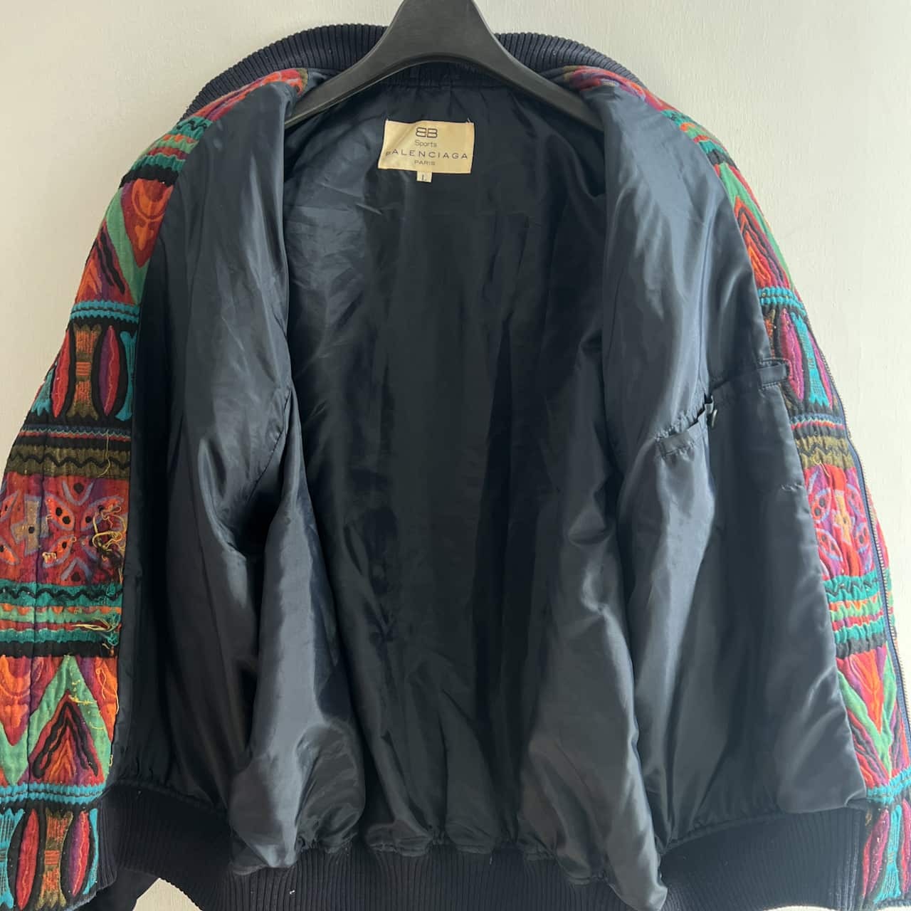 90s BALENCIAGA Sports バレンシアガ スポーツ 総柄 ジップアップ ブルゾン ジャケット L/マルチカラー系 メンズ 派手 ヴィンテージ ゴルフ