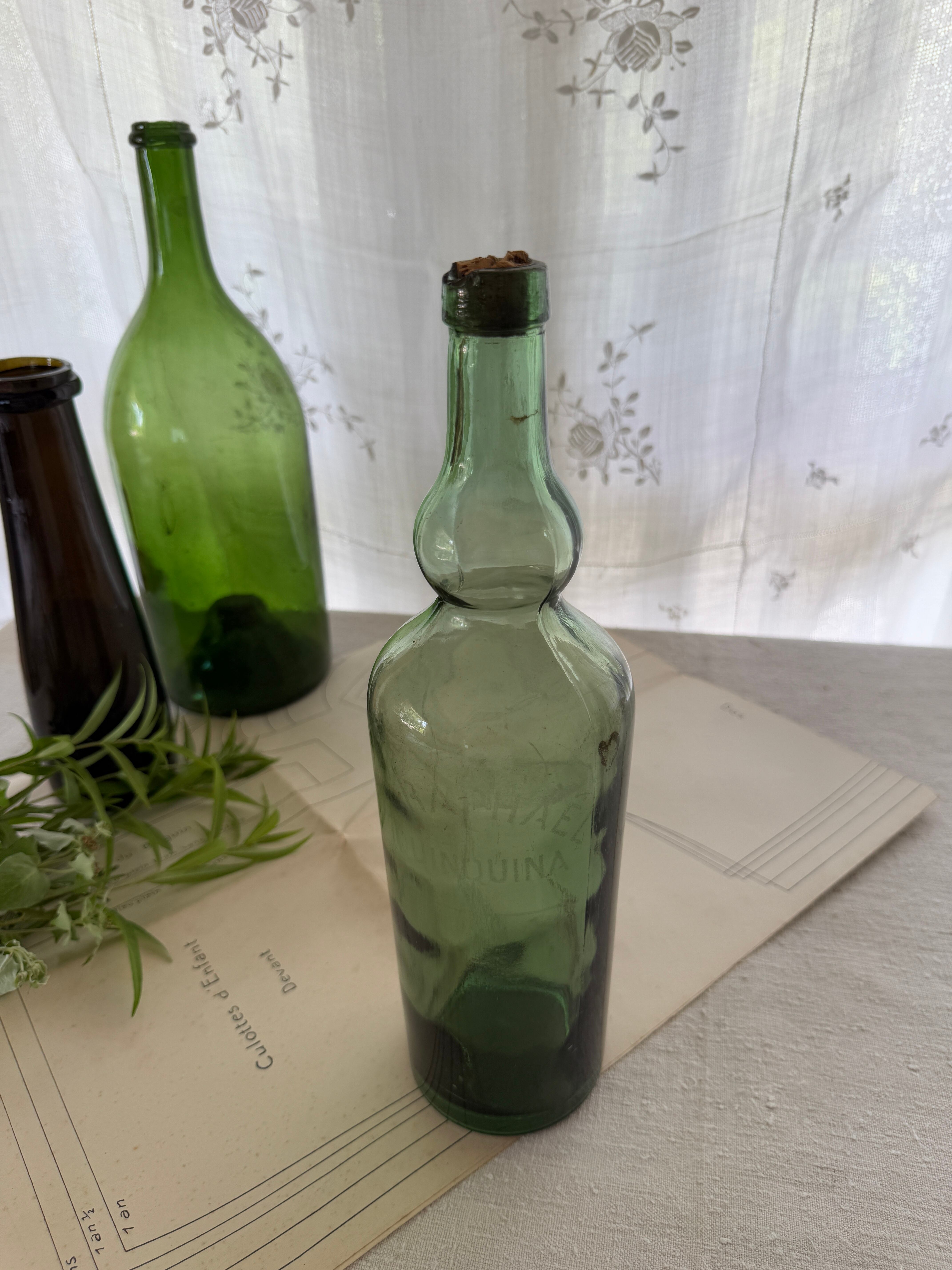 St.Raphael Quinquina Vinatge Ribbed Liqueur Glass Bottle 1920-50