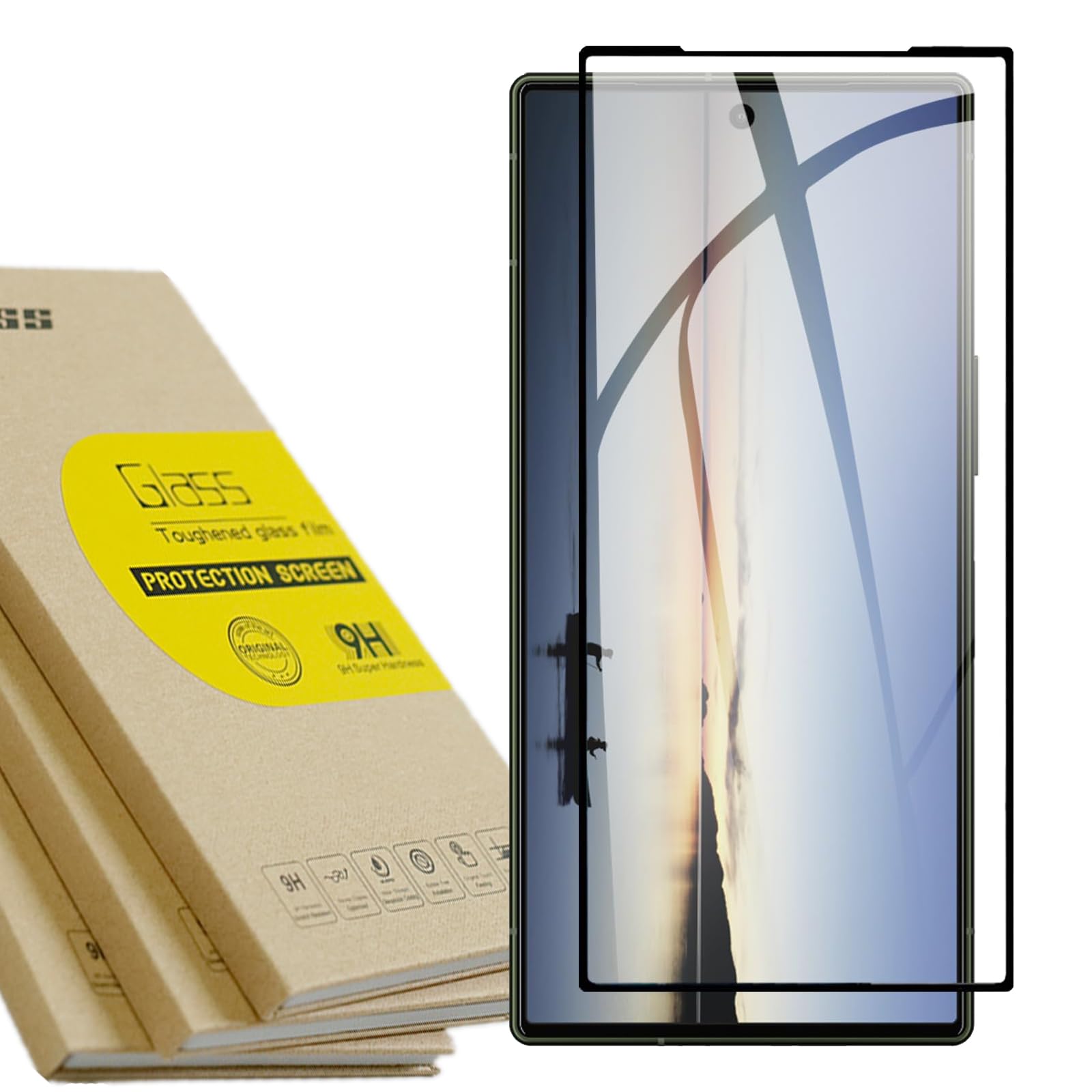 BonwFzin 適用 AQUOS R9 / R10 ガラス フィルム 【2枚セット 全面保護 全面吸着 】 フレーム ブラック