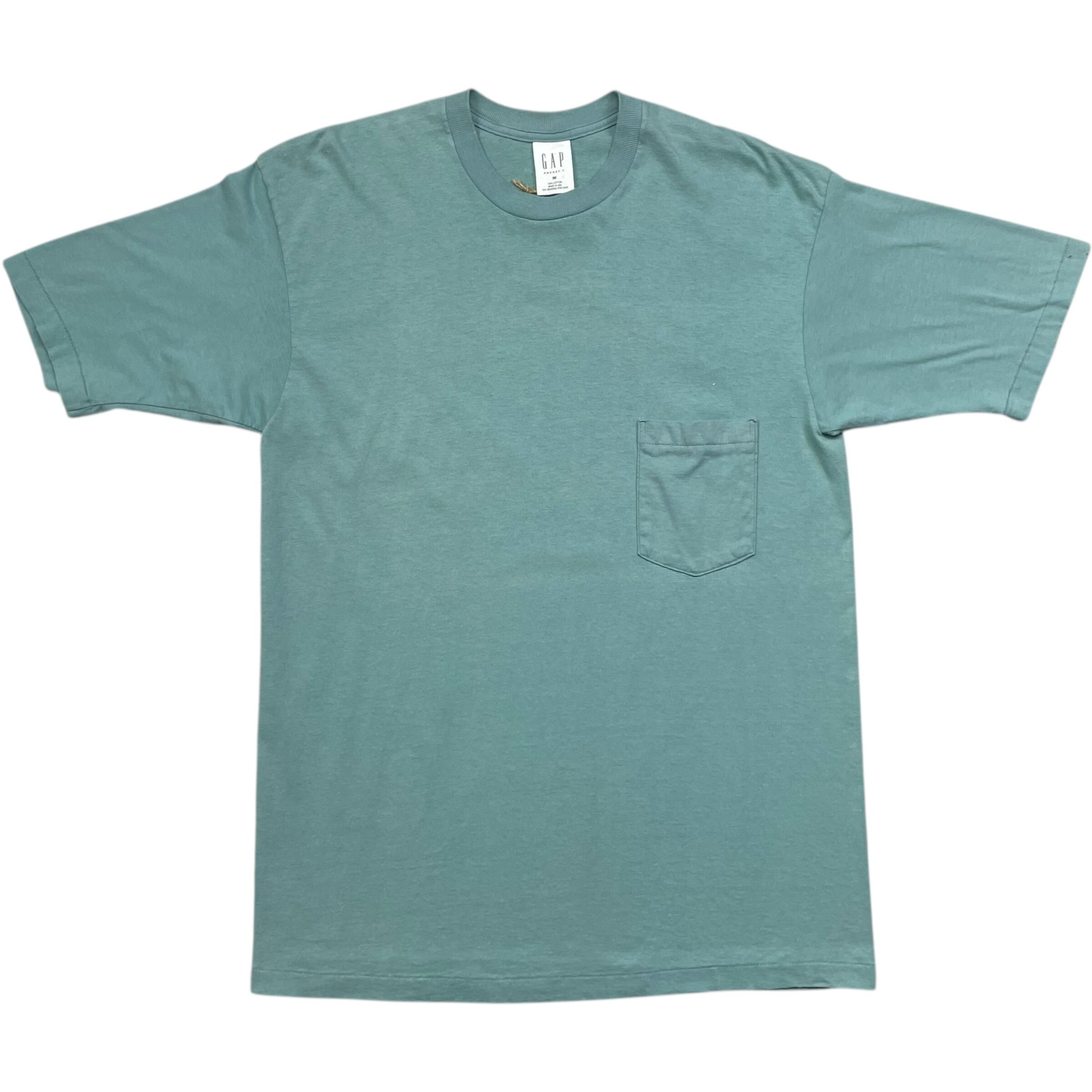 《M》 OLD GAP オールドギャップ Tシャツ 胸ポケット シングルステッチ ライトブルー USA製 90年代 vintage no.8015