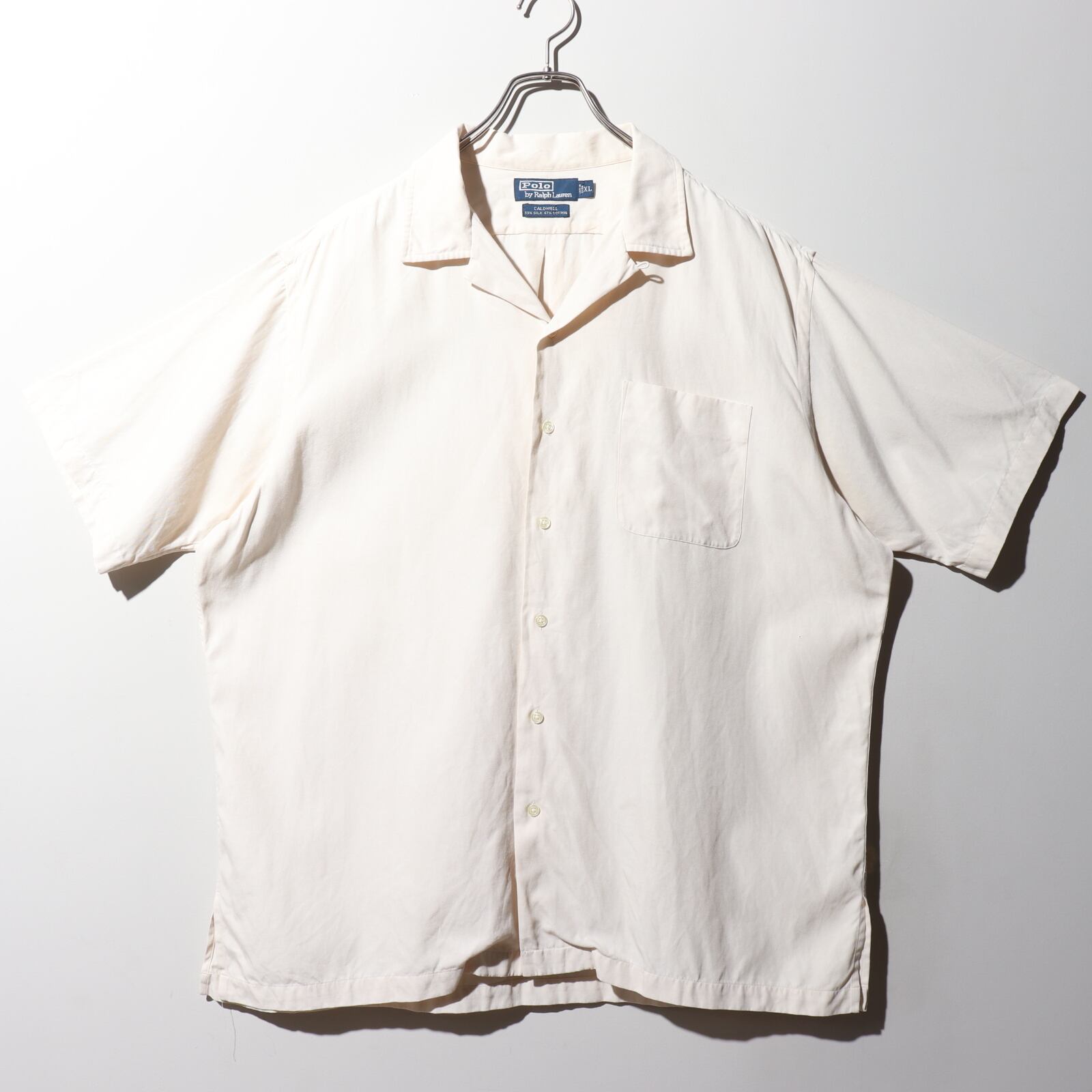 XL 完全無地 シルクコットン 生成り白 Caldwell ポロラルフローレン  