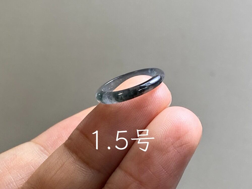 L18-144 ピンキーリング 氷種 黒翡翠 1.5号 グアテマラ産 A貨 本翡翠