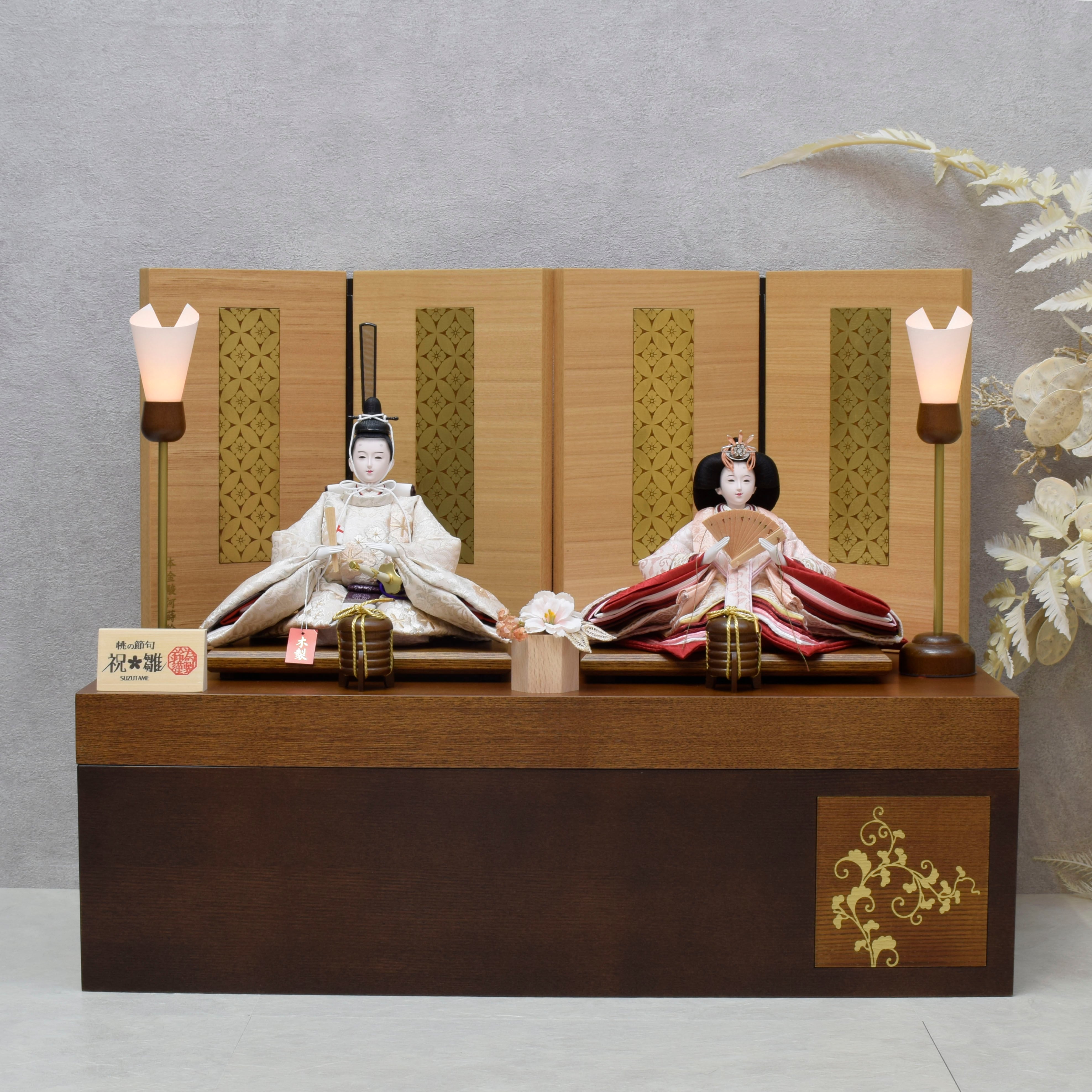 雛人形 親王飾り【和楽 七宝唐草】収納上手｜モダン｜おしゃれ