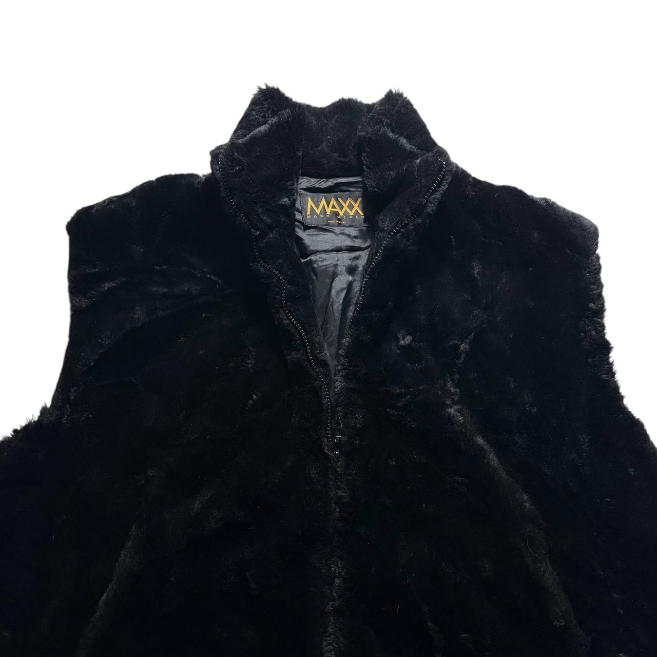 Made in USA black faux fur vest