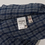 Mademoiselle NON NON マドモアゼルノンノン シワ加工 チェック柄 長袖シャツ M/ネイビー/薄手/比翼