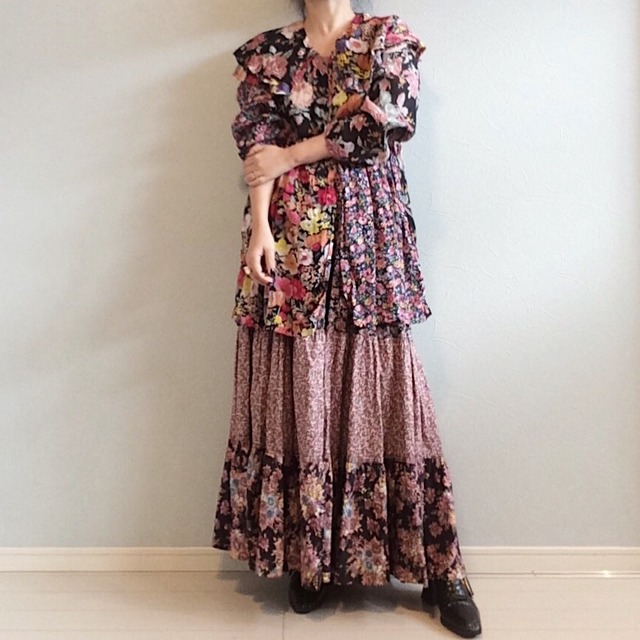 70s calico print dress