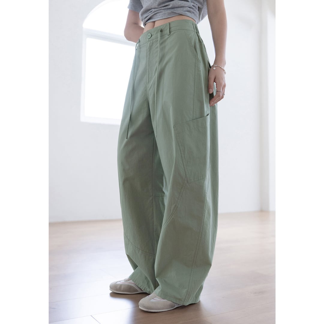 curved wide cotton pants
