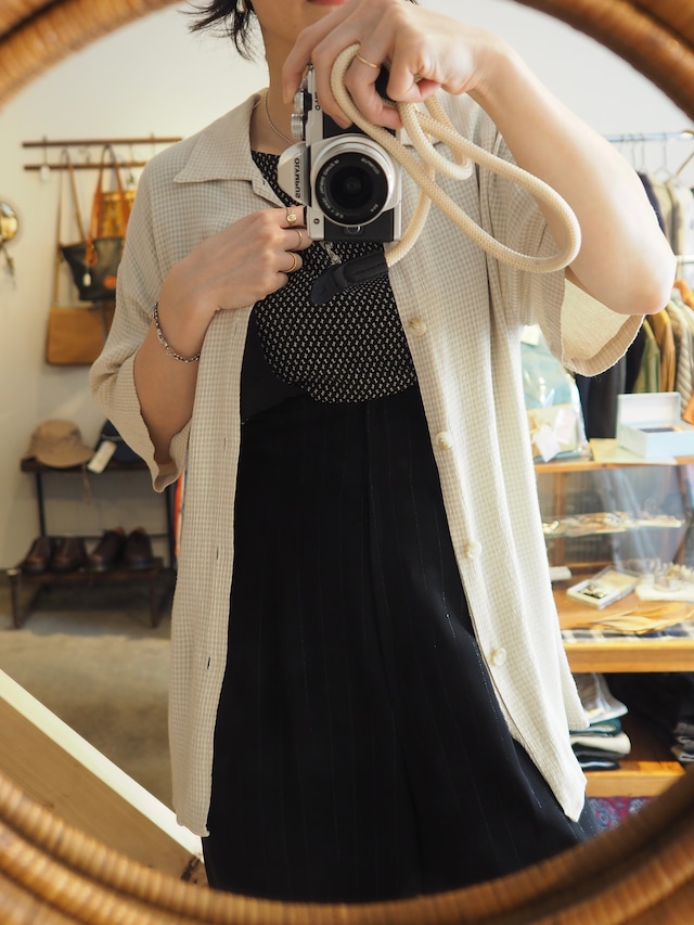 ~2000’s Linen × Rayon Plaid Open Collar Shirt