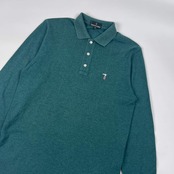 TRUSSARDI トラサルディ 鹿の子 長袖 ポロシャツ M/グリーン系 メンズ