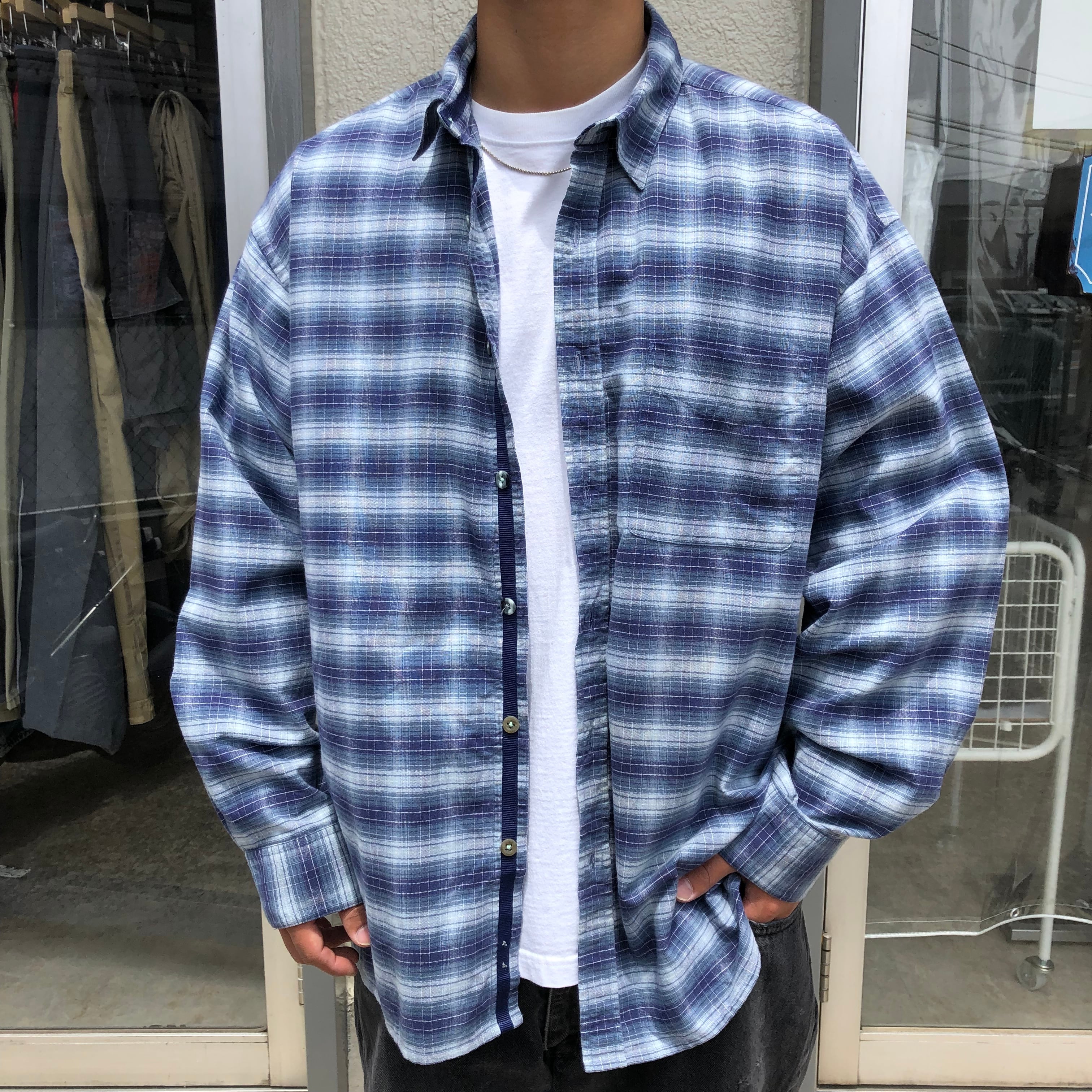 美品 RRL ワークシャツ チェック 長袖シャツ コットン マチ付き