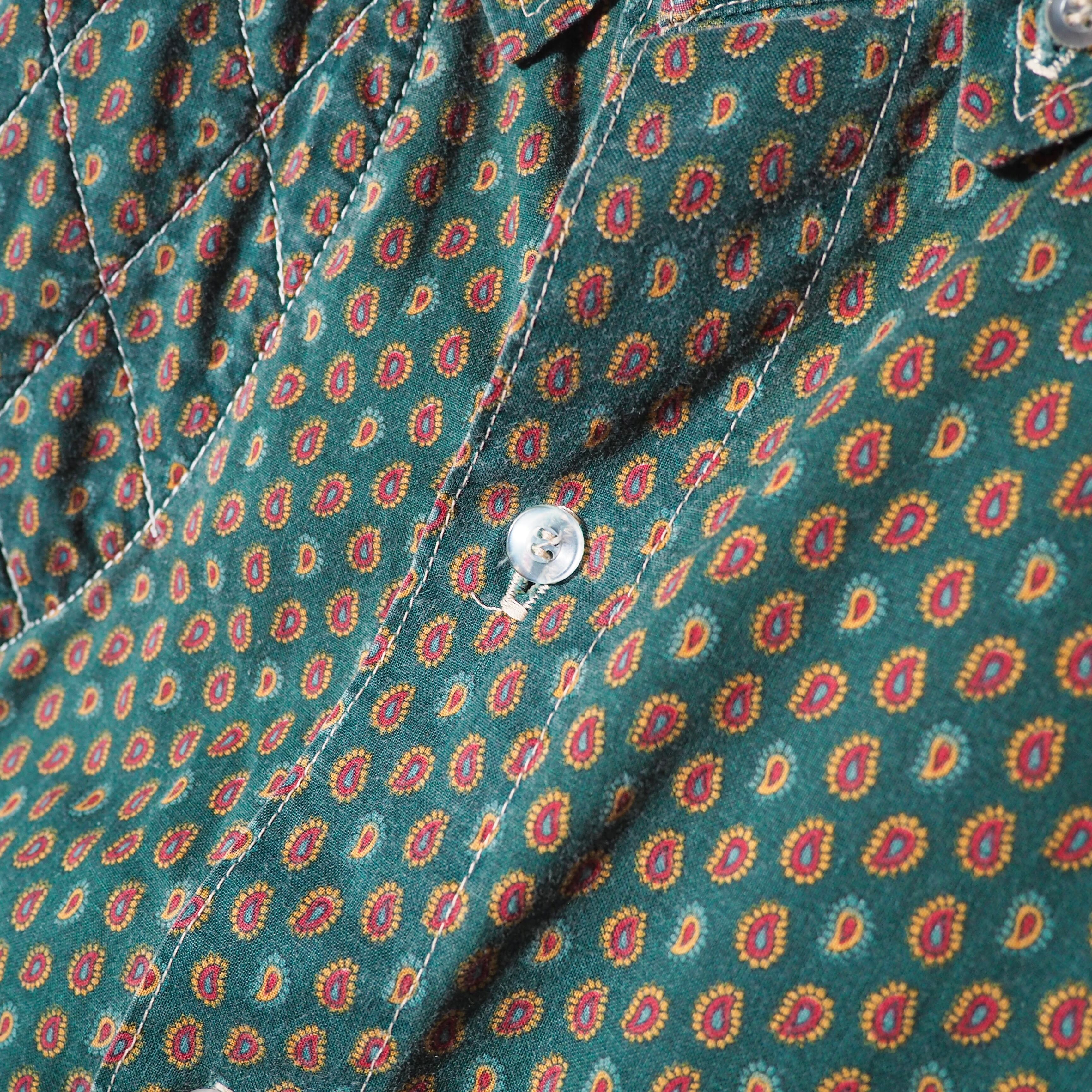 1990s Dull Green × Paisley pattern Vintage loose Hunting shirt