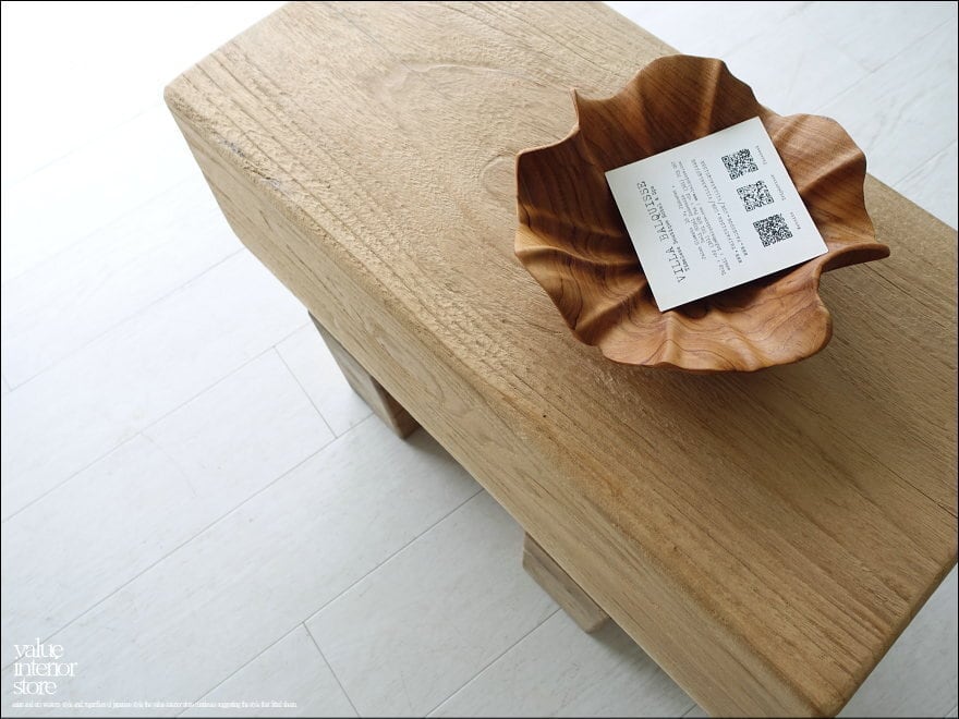 チーク無垢材 ベンチHolz角 スツール 椅子 丸太スツール 角脚 イス