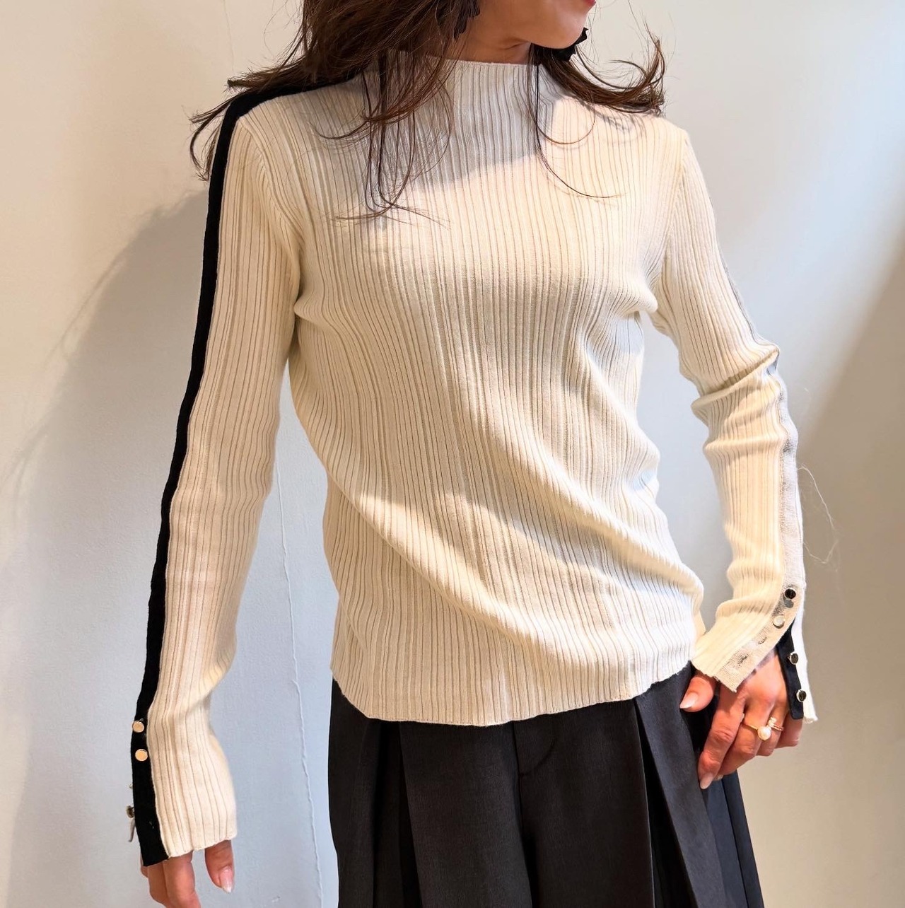 エイミーロウ　eimeelaw　Eimee Law　配色ラインランダムリブニット