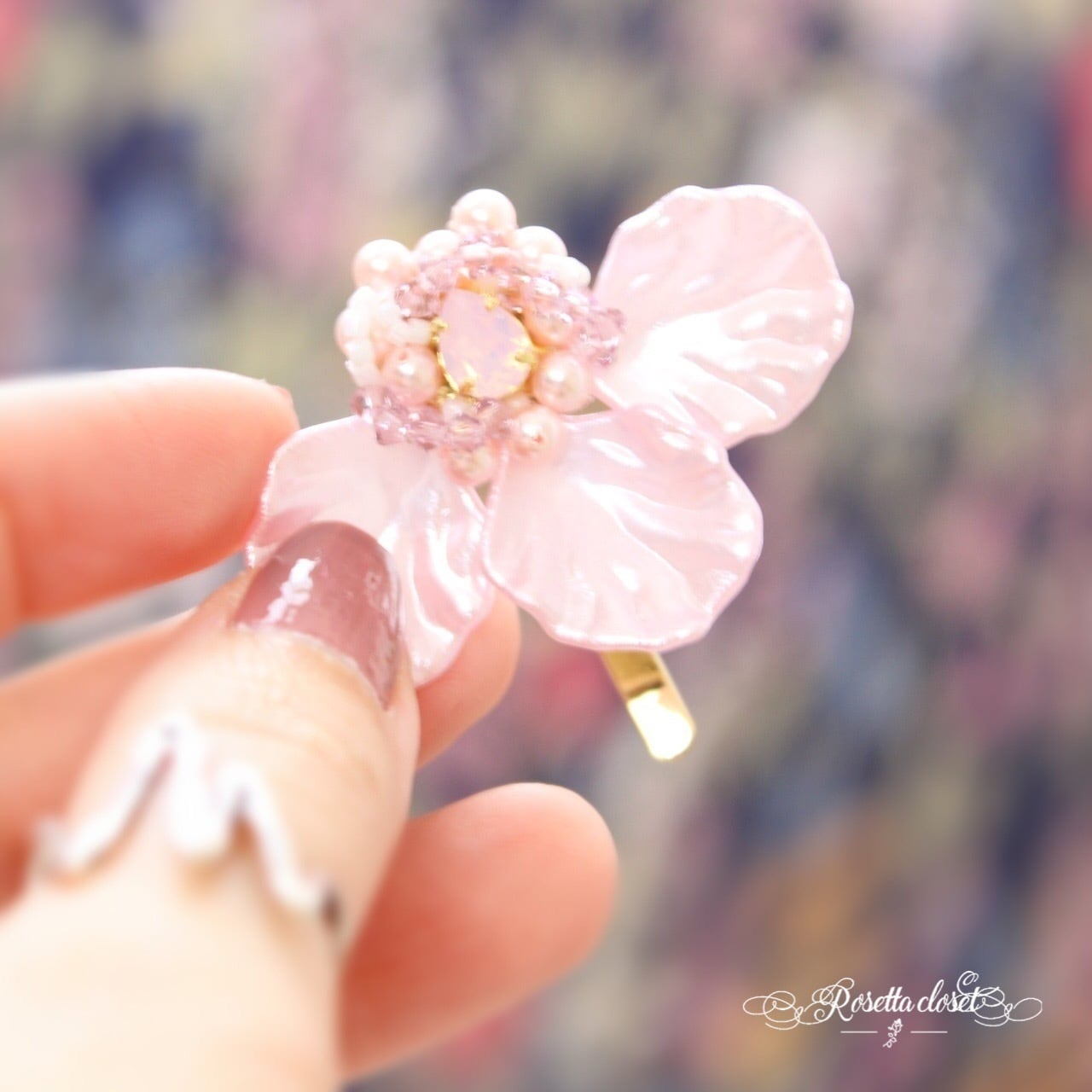 花びらポニーフックR431　ピンク　◆可愛いヘアアクセサリー◆フラワーペタル