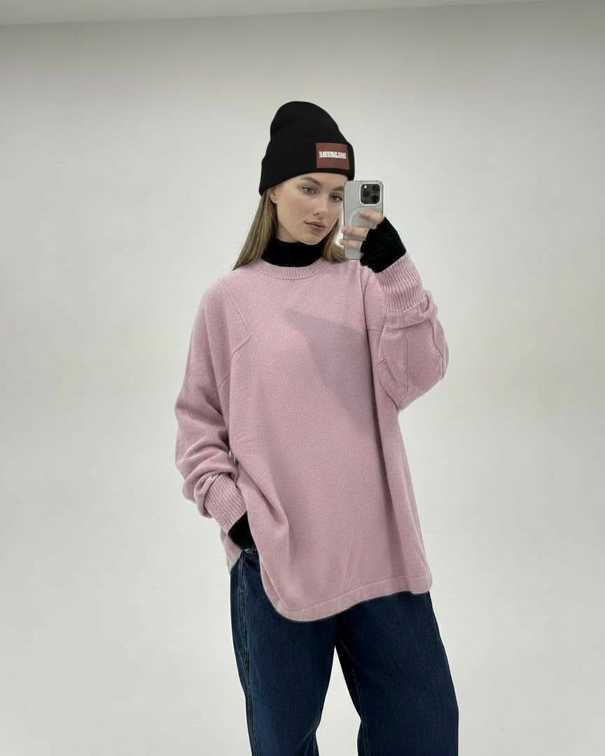 wool Blend Classic Knit Panel Long Sleeve