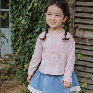 春コヒツジレースワッペンショート長袖Tシャツ