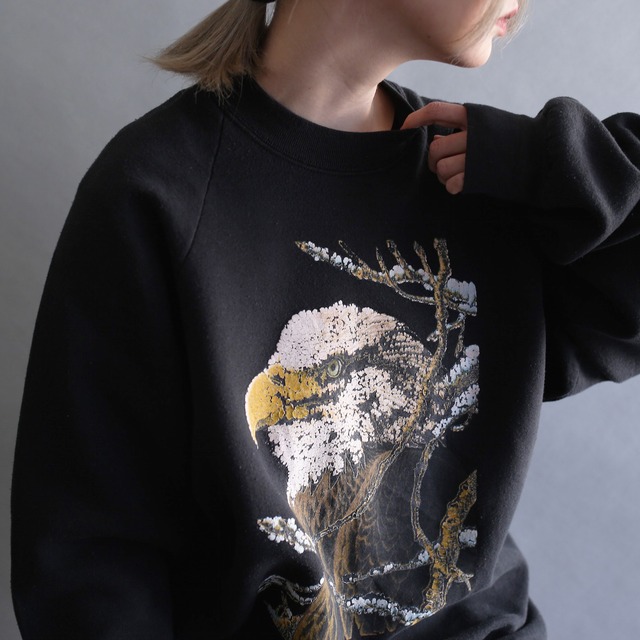 eagle print over size loose sweat