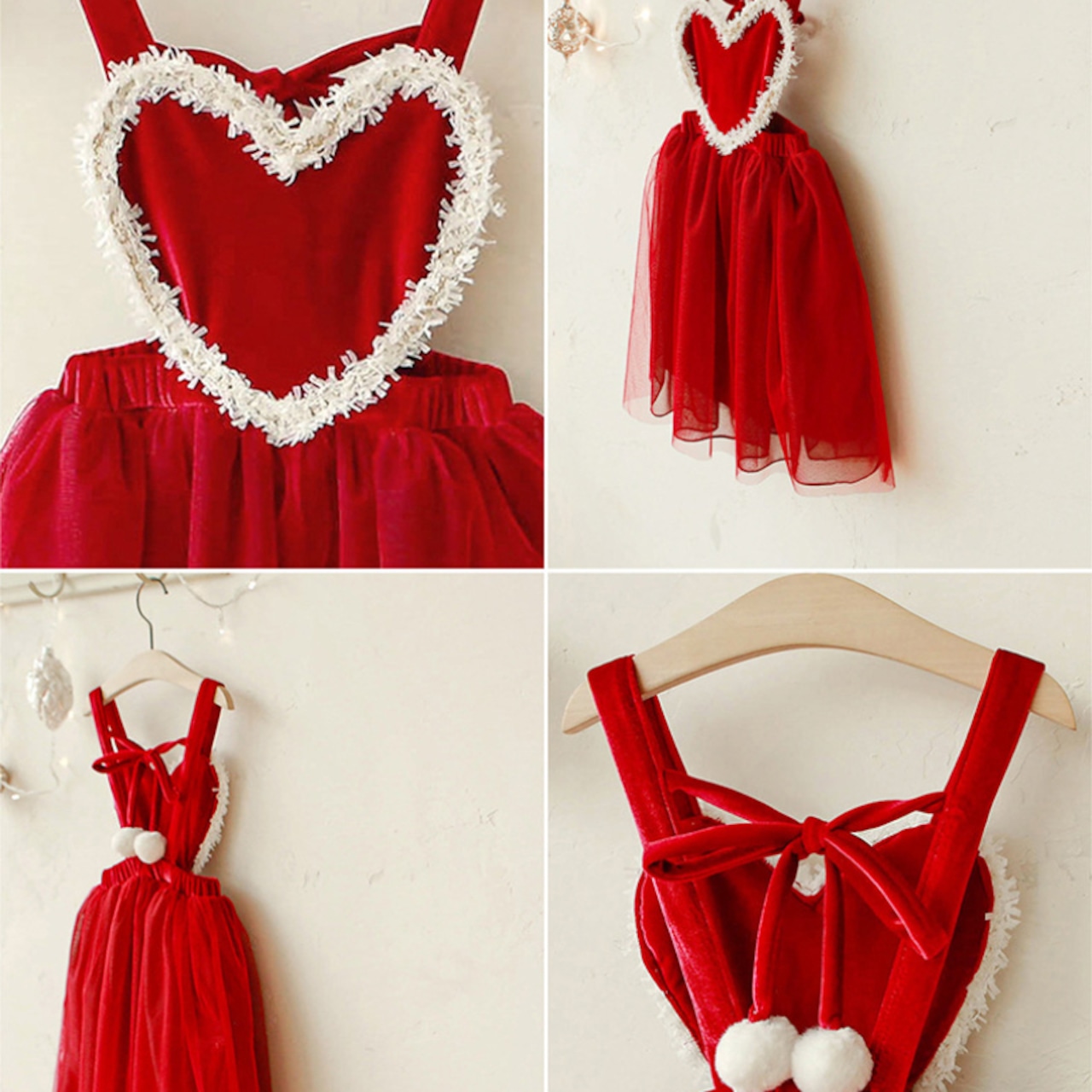 クリスマスハートデザインメッシュワンピース