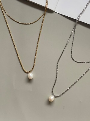 【重ね付けセット】mame chain pearl necklace ×star chain neckalce