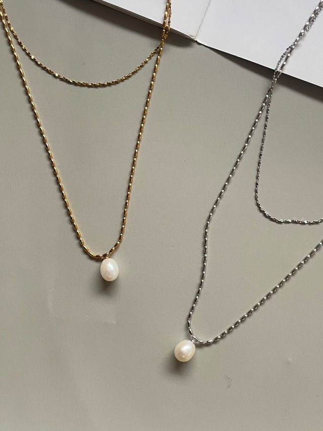【重ね付けセット】mame chain pearl necklace ×star chain neckalce