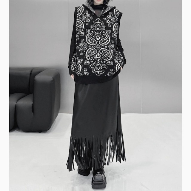 Paisley hoodie vest C0813