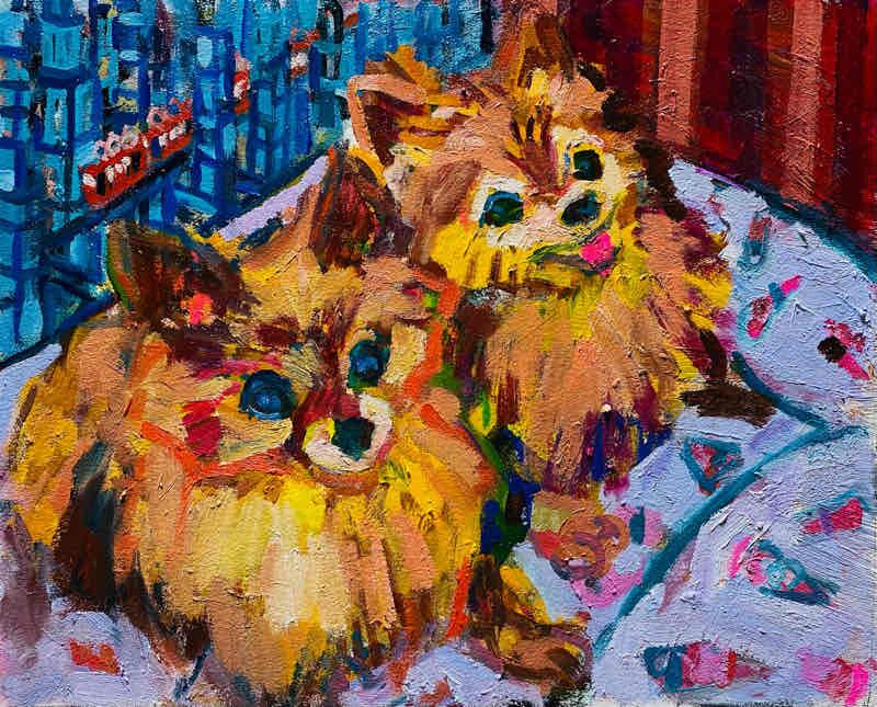OIL COLOUR | 油彩画 #現代アート #犬 #猫
