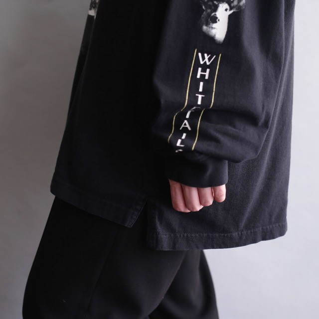 animal front and sleeve printed loose l/s tee