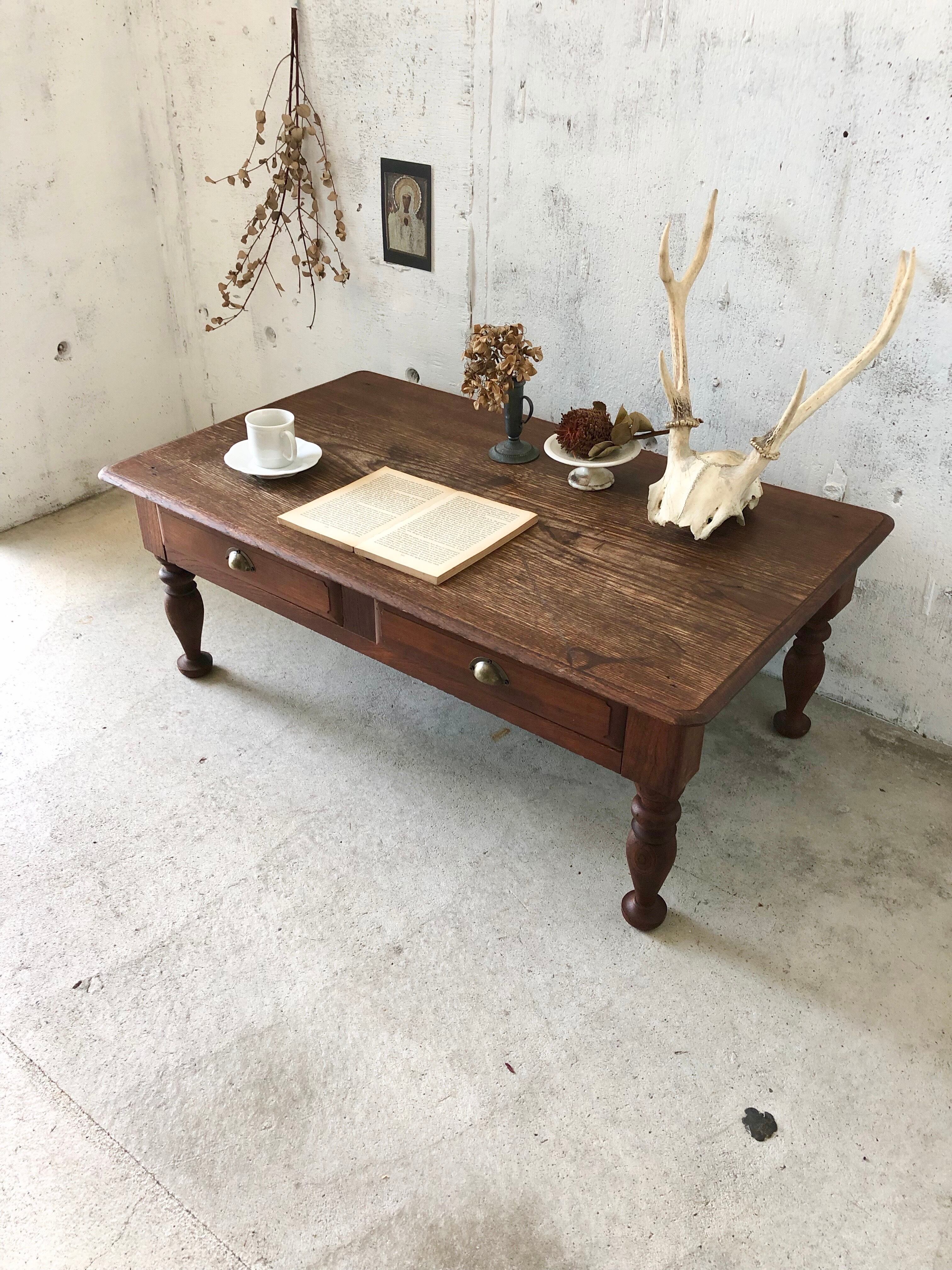 ろくろ脚の木製ローテーブル［古家具］ | giraffes craft