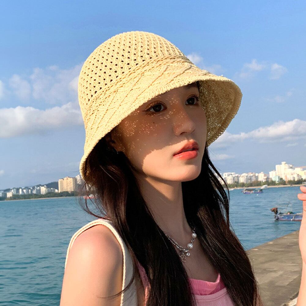 麦わら バケットハット レディース 春夏 韓国 麦わら帽子 帽子 ハット おしゃれ 大人 かわいい UV対策 日差し避け 涼しい 軽量 蒸れない ナチュラル 大人可愛い 大人女子
