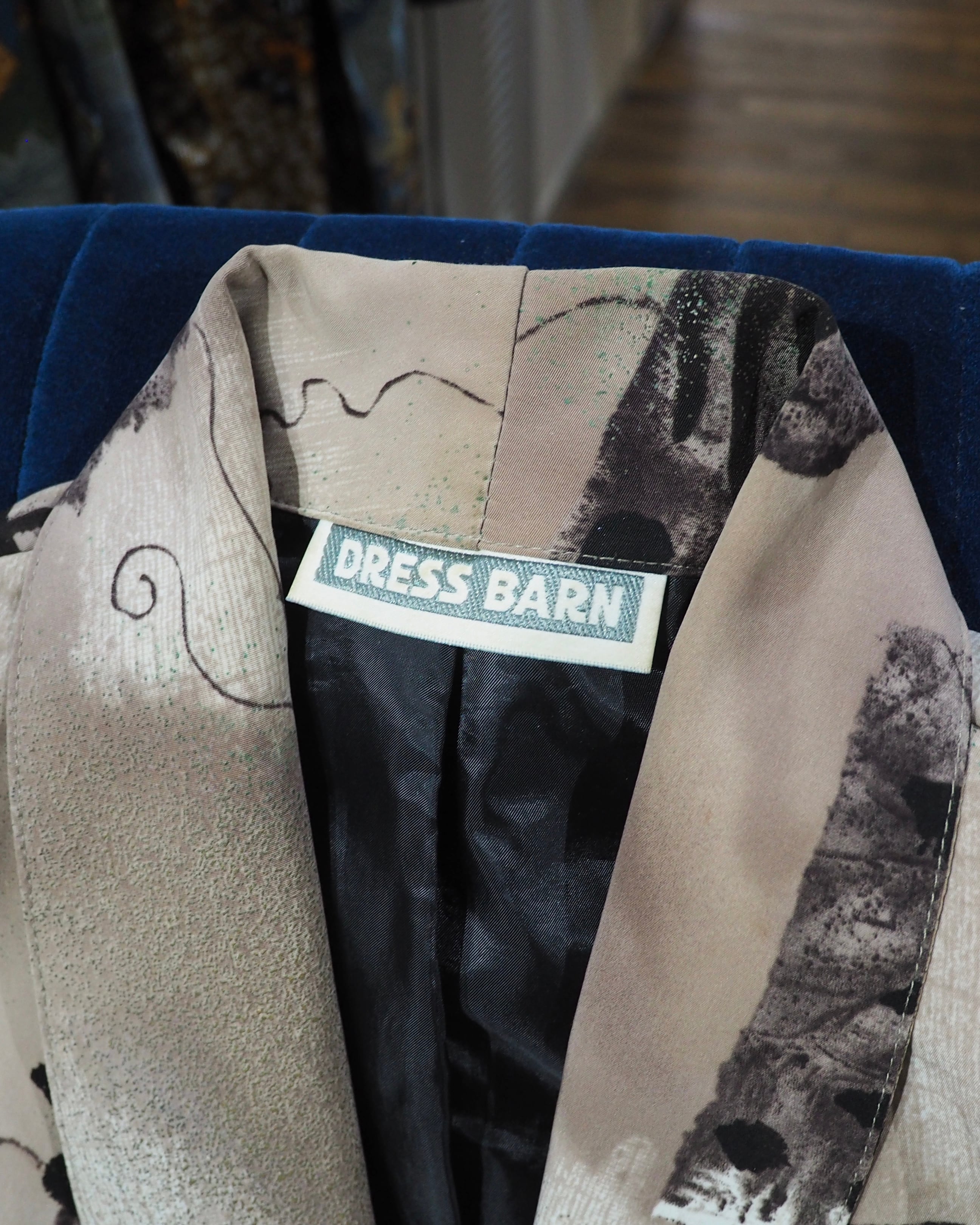 1980 - 90s " 漢字 " Ink painting vintage Easy Tailored jacket